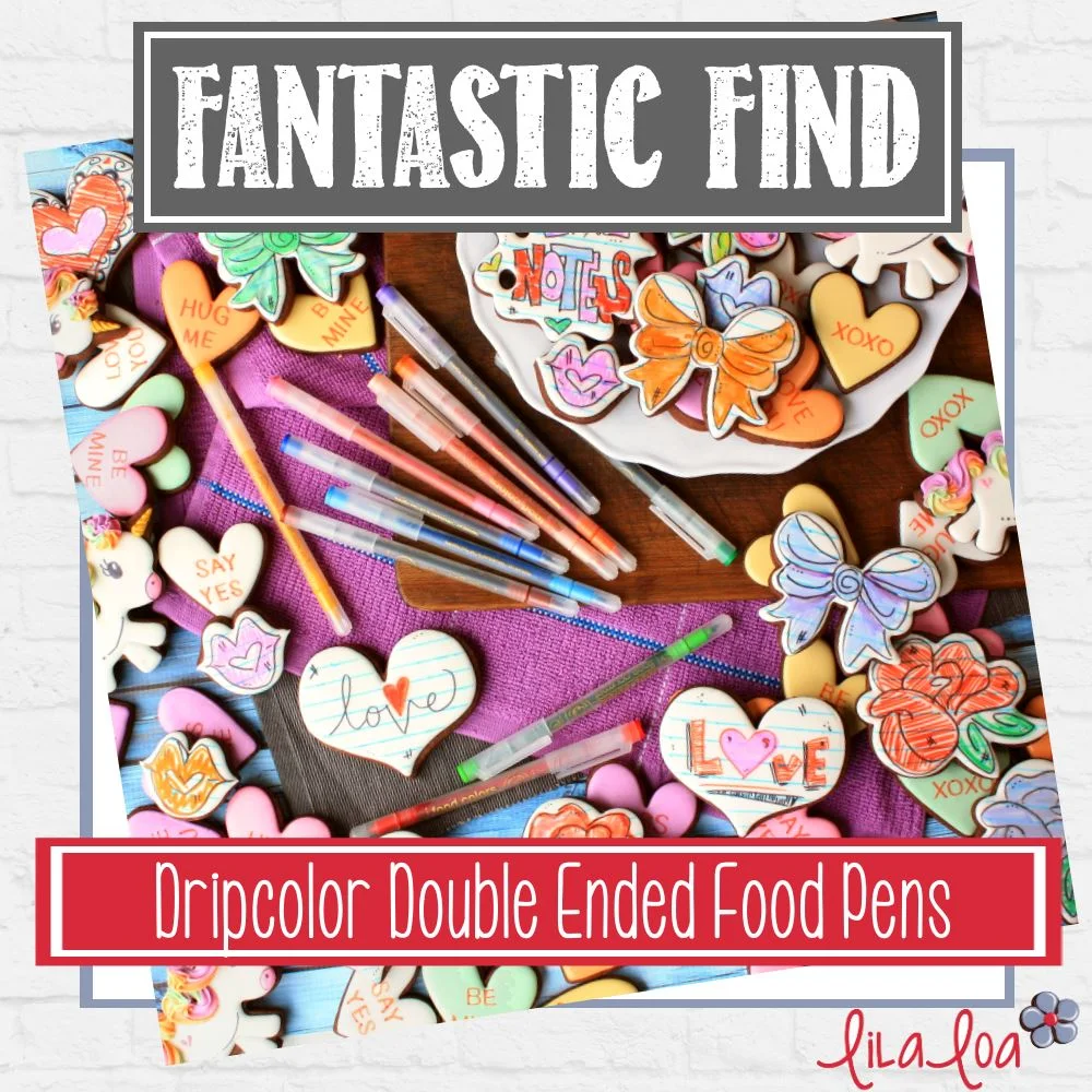 Dripcolor Double Ended Food Pens and Valentine's Day sugar cookies