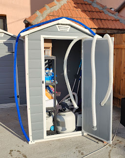 Pool accessory shed neat and tidy