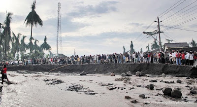 disaster cold lava of Merapi in Magelang District of Indonesia