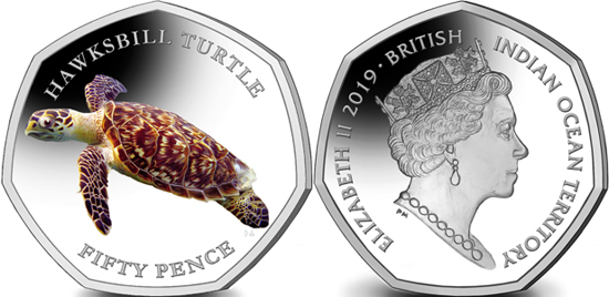 British Indian Ocean Territory 50 pence 2019 Hawksbill turtle