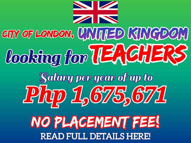 United Kingdom is hiring Teachers | Salary per year of up to Php 1,675,671 | Apply Now!