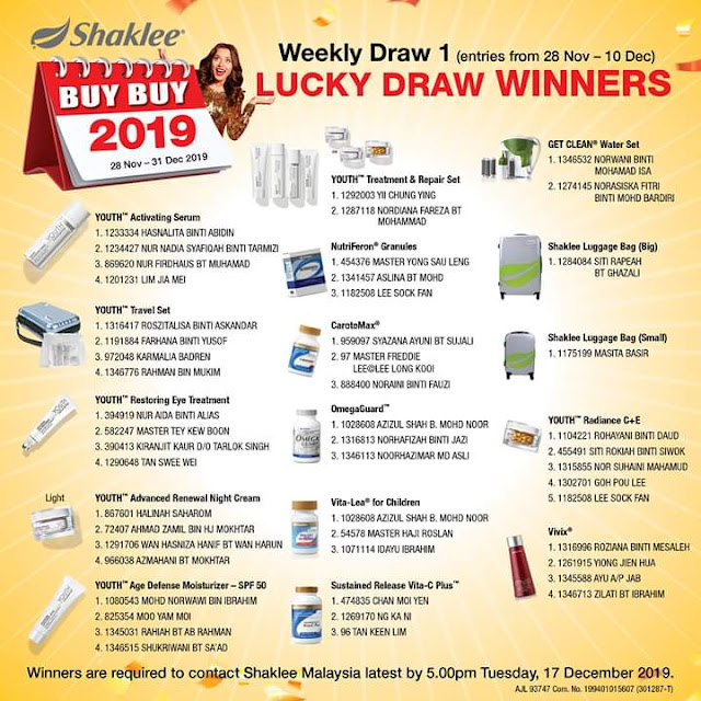 Pemenang Lucky Draw Minggu Pertama