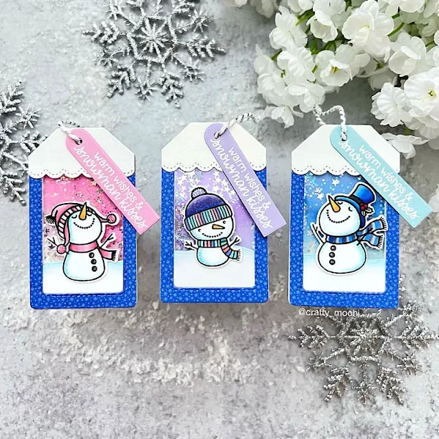 Sunny Studio Stamps: Snowman Kisses Holiday Tags by Gladys Marcelino (featuring Mini Mat & Tag Dies)