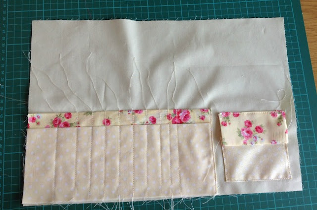 pocket and flap placed and sewn into position