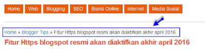 contoh tampilan elemen breadcrumb