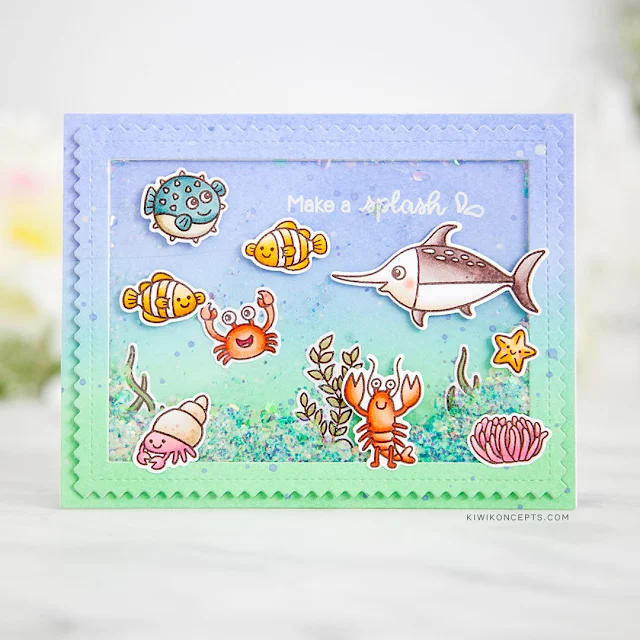 Sunny Studio Stamps: Best Fishes Frilly Frames Dies Ocean Themed Cards by Keeway Tsao