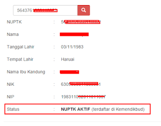 Cara Periksa Keaktifan NUPTK Dilaman GTK Kemdikbud