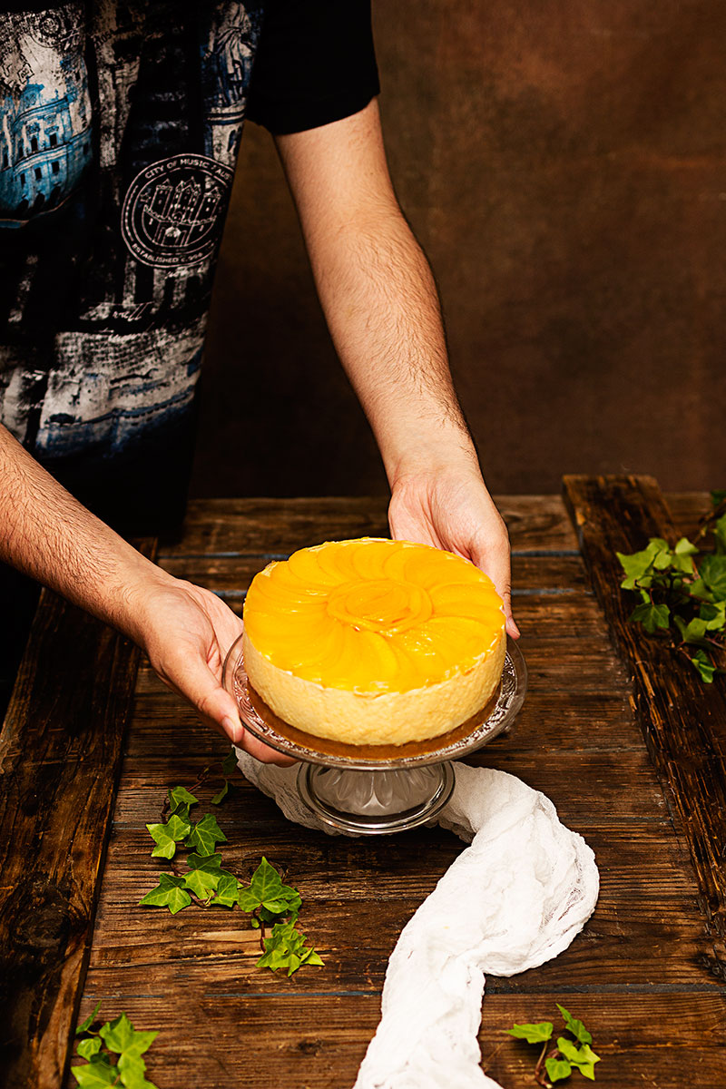 TARTA FRÍA DE QUESO Y MELOCOTÓN