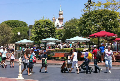 Sleeping Beauty Castle Disneyland hub Plaza trees