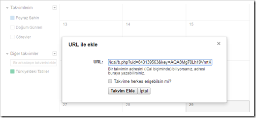 google-takvim-url-ekle