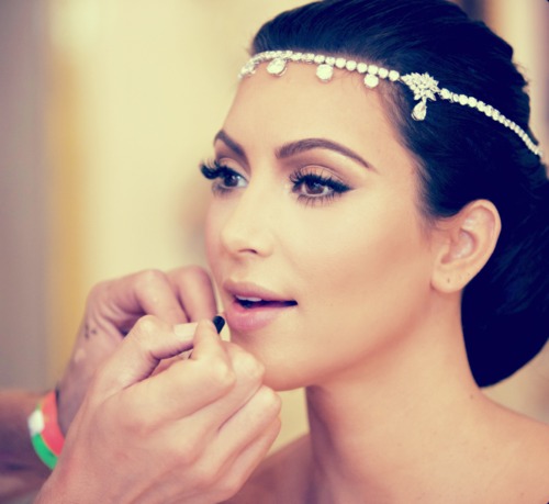 Kim Kardashian and Kris Humphries weddingpictured Kim wearing jeweled head