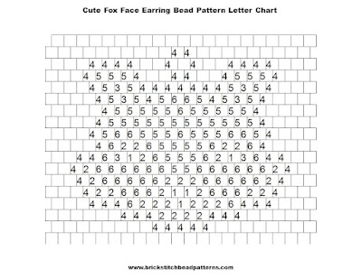 Free Cute Fox Face Earring Brick Stitch Bead Pattern Letter Chart