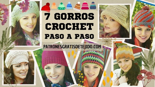 7 patrones de gorros crochet paso a paso