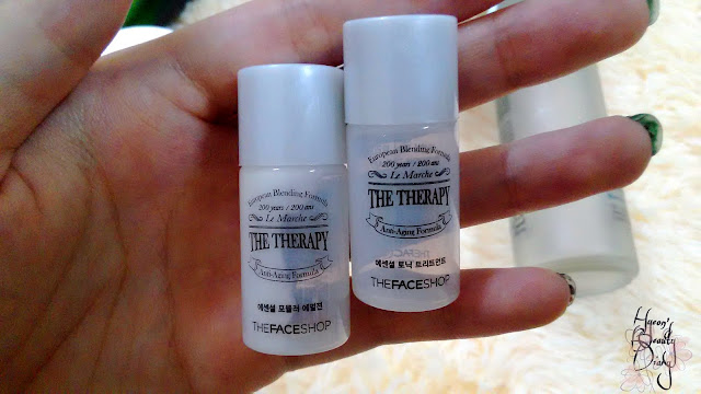 Monthly Project; The Face Shop The Therapy Essential Tonic Treatment +Essential Formula Emulsion sample