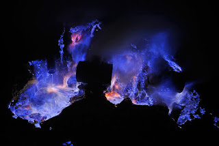 Blue Flame Ijen Crater, Java Island Indonesia 