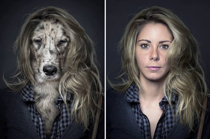 Photographer Sebastian Magnani’s Dogs Dressed Like Owners Portrait