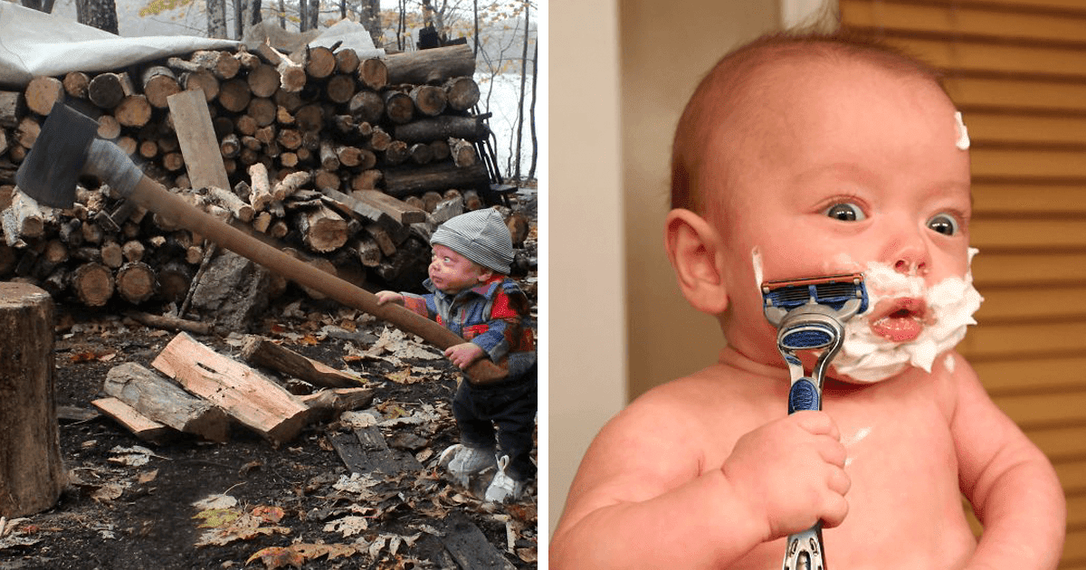 Dad Makes His Baby Do Things A Grown-Up Would Do, And The Photos Are Hilarious