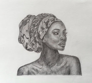Cours de dessin Ateliers LT37 -  Africaine portrait - dessin de J - Philippe L - crayon graphite - la ville aux dames    esvres       cormery      st avertin            larçay     36400   