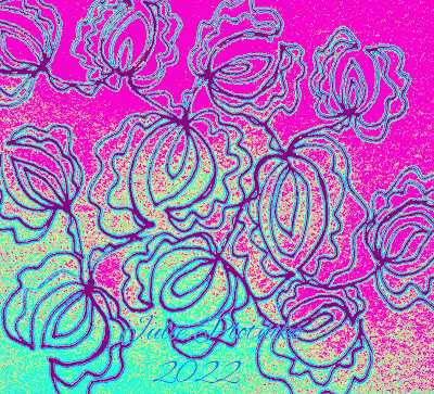 Pink and green photo edit of a new FMQ design