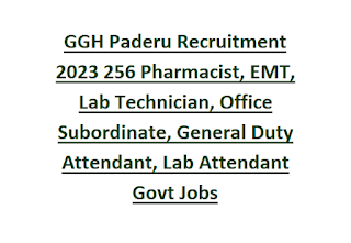 GGH Paderu Recruitment 2023 256 Pharmacist, EMT, Lab Technician, Office Subordinate, General Duty Attendant, Lab Attendant Govt Jobs