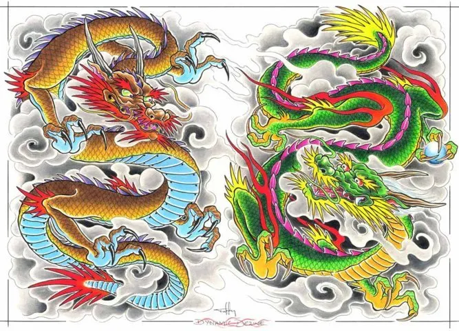 diseño de un tatuaje de dragón