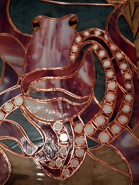 Stained glass octopus: all coppered up!