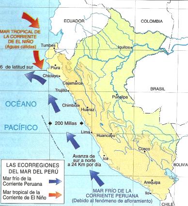 Resultado de imagen para mapa de la corriente peruana o de humboldt