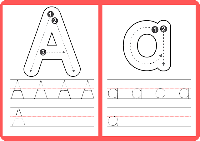 How to write the letter A - Printable A to Z handwriting worksheets
