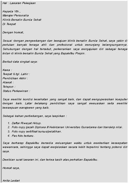 Contoh Surat Lamaran Kerja Terbaru 2014