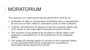 Moratorium under Insolvency and Bankruptcy Code, 2016 (Code) 