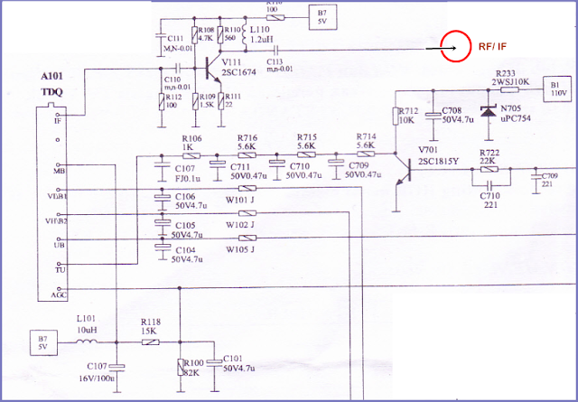 Rangkaian Tunner RF/IF Mesin TV China merek WCOM