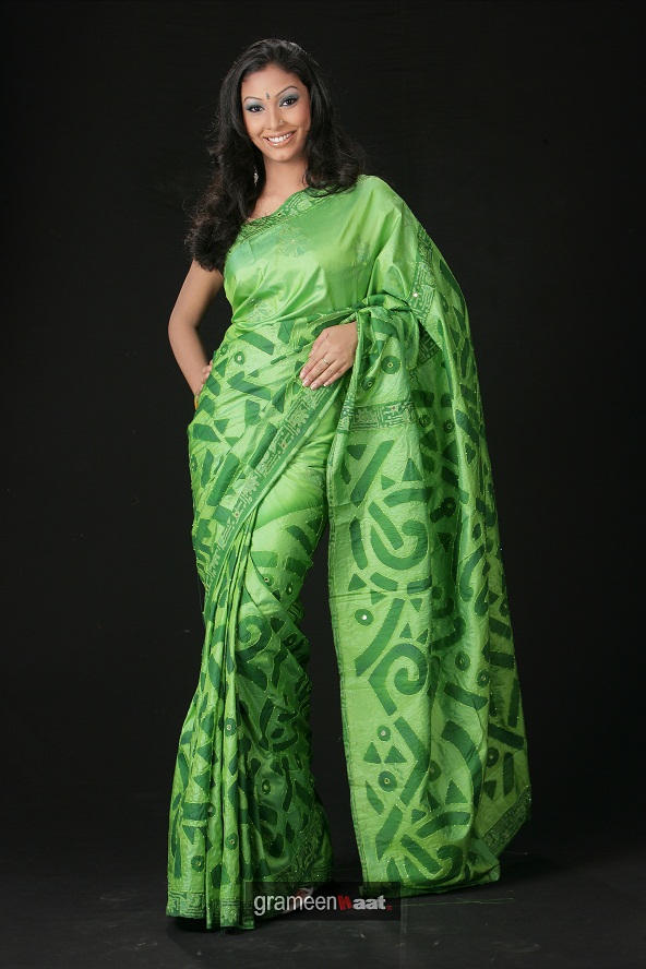 leaf green saree