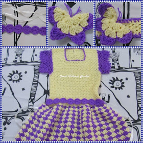 crochet girl's dress, crochet belt, crochet head band