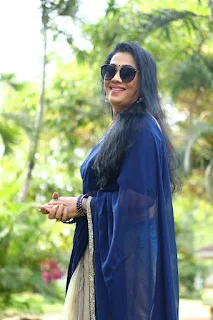 Old Golden Actress Rekha in Blue Saree at Rajavamsam Movie Audio Launch