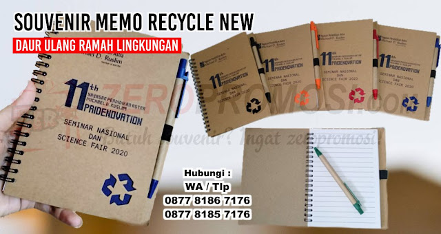 MEMO RECYCLE NEW - memo recycle daur ulang, Souvenir Memo Recycle New - Peralatan Kantor, Memo Recycle + Pulpen untuk souvenir,  memo recycle daur ulang ramah lingkungan. 