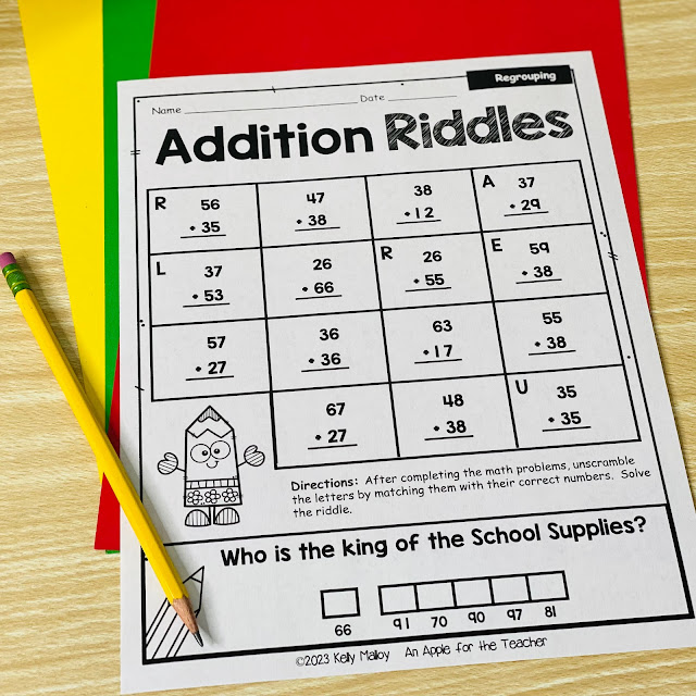 2-Digit Addition with Engaging Math Riddles For 2nd Graders Worksheets