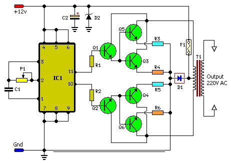  Rangkaian  Inverter  Sederhana  100 Watt 