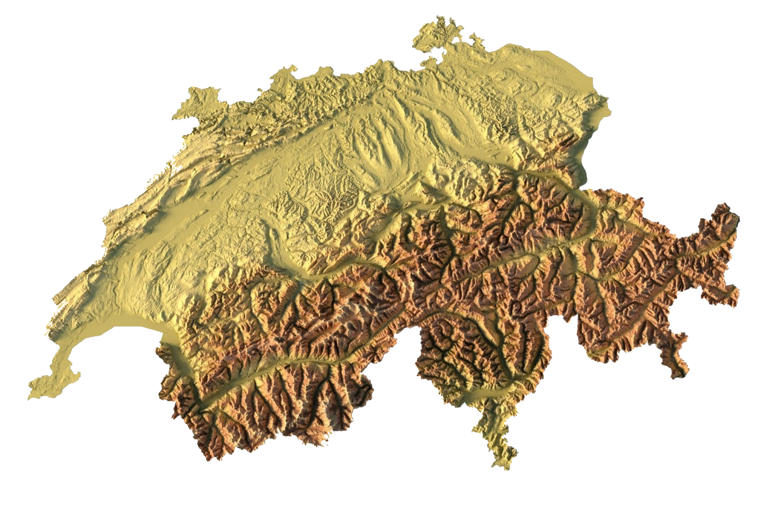 Switzerland Relief Map