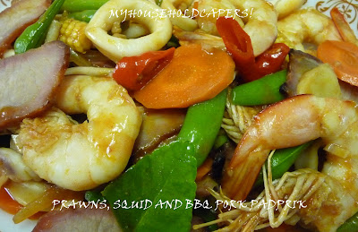 My household capers!: RECIPE: PRAWNS, SQUID AND BBQ PORK 