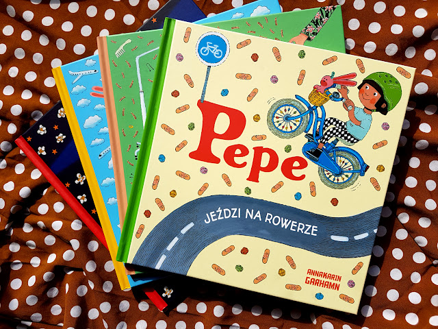 Z Pepe raźniej poznawać świat - Pepe jeździ na rowerze - Pepe leci samolotem - Pepe idzie do kina - Pepe idzie do fryzjera - Kapitan Nauka - Wydawnictwo Edgard - książki dla dzieci - Annakarin Garhamn