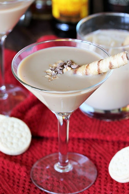 Buttered Toffee Cocktail Garnished with Heath Toffee Bits Image