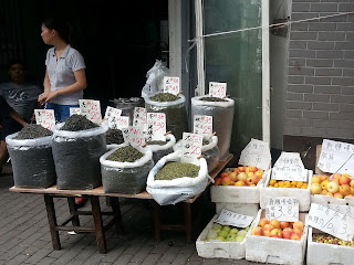 Tea and fruit for sale on Fang Bang Lu in Shanghai