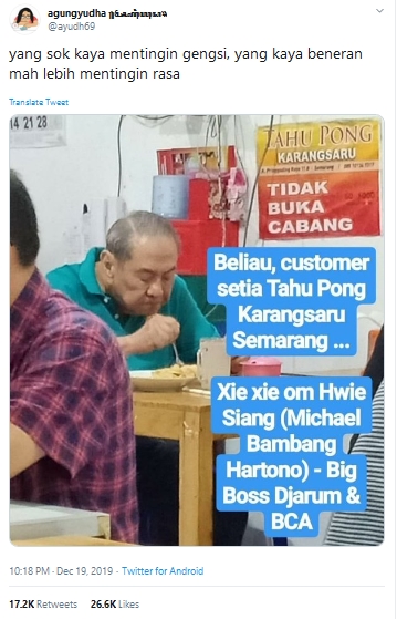 Punya Harta Ratusan Triliun, Michael Bambang Hartono Nggak Malu Makan di Warung Sederhana