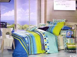 sprei motif Salur Kotak Tosca