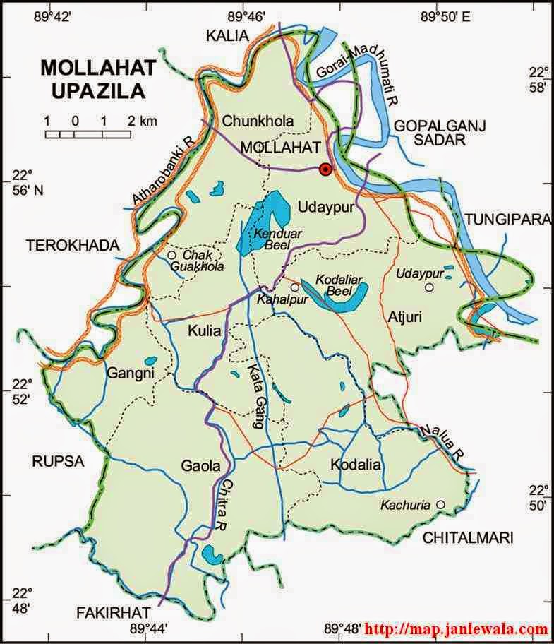 mollahat upazila map of bangladesh