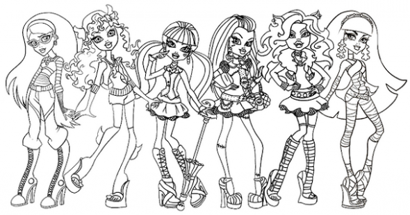 Free Monster High Fearleading Coloring Pages title=