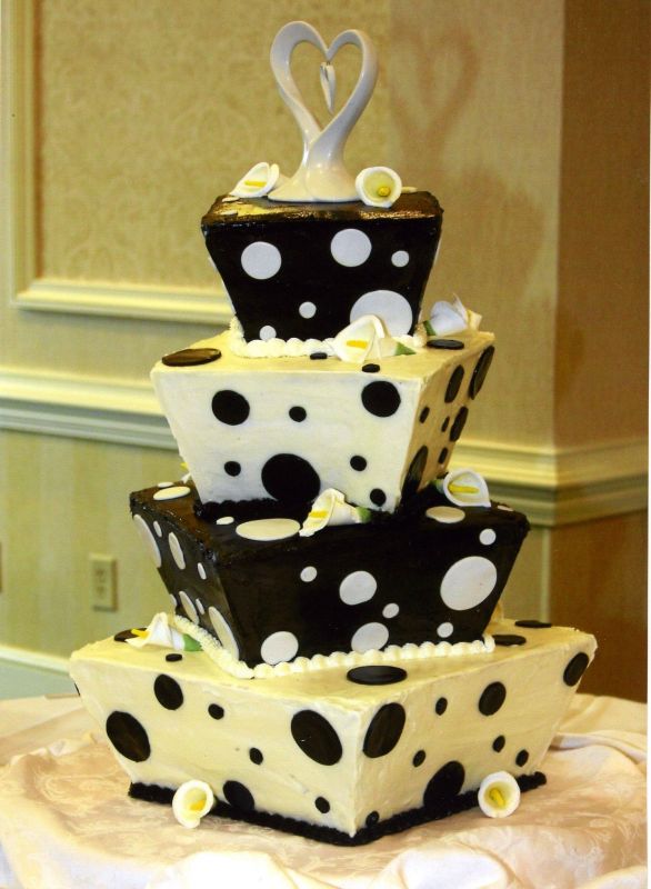 It carries significance in wedding event Black and white wedding cakes are