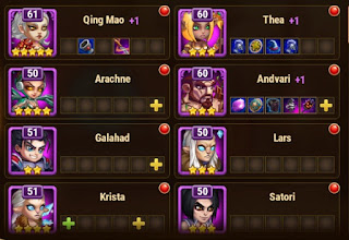 An overview of the heroes I have unlocked in Hero Wars