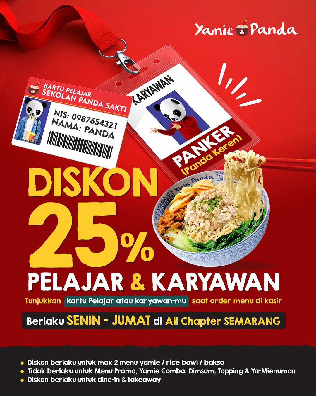 Promo YAMIE PANDA DISKON 25% Khusus PELAJAR & KARYAWAN