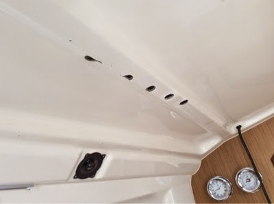 Ceiling panels removed on yacht Aztec Dream